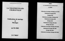 Villeneuve-lès-Charleville (La). Publications de mariage, mariages an XI-1862