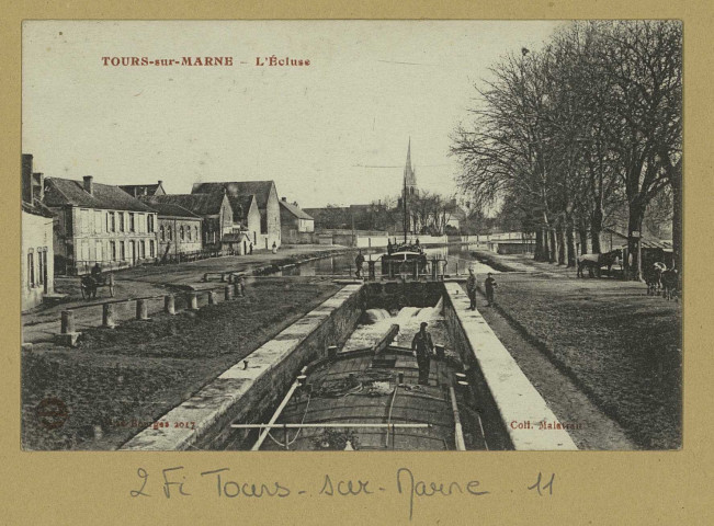 TOURS-SUR-MARNE. L'Ecluse / Ch. Brunel, photographe à Matougues. Matougues Édition Ch. Brunel. [vers 1923]  Collection Malatrait 