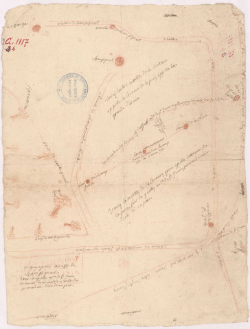Autre carte pour les contestations des limites de la dîme sur le terroir de Champigneulle (1721)