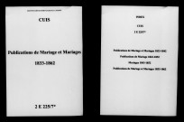 Cuis. Publications de mariage, mariages 1833-1862