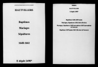 Hautvillers. Baptêmes, mariages, sépultures 1648-1661