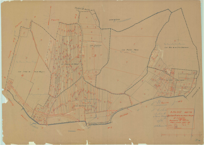Saint-Martin-d'Ablois (51002). Section B4 échelle 1/1250, plan mis à jour pour 01/01/1933, non régulier (papier)