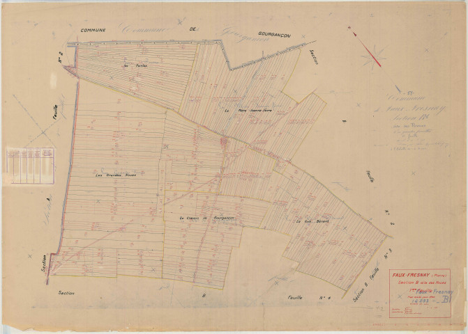 Faux-Fresnay (51243). Section B1 échelle 1/2000, plan mis à jour pour 01/01/1940, non régulier (papier)