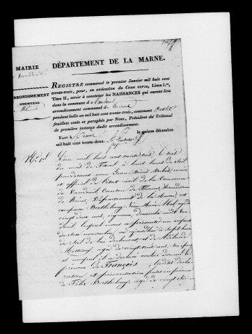 Vandeuil. Naissances, publications de mariage, mariages, décès 1833-1842