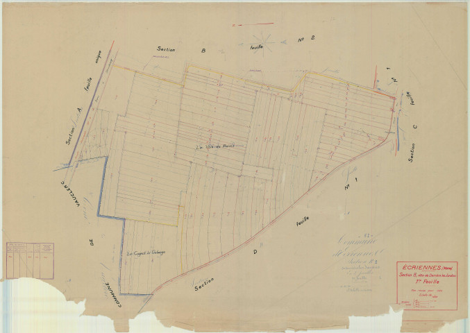 Écriennes (51224). Section B1 échelle 1/1250, plan mis à jour pour 1940, plan non régulier (papier)