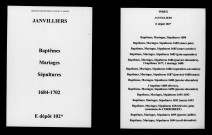 Janvilliers. Baptêmes, mariages, sépultures 1684-1702