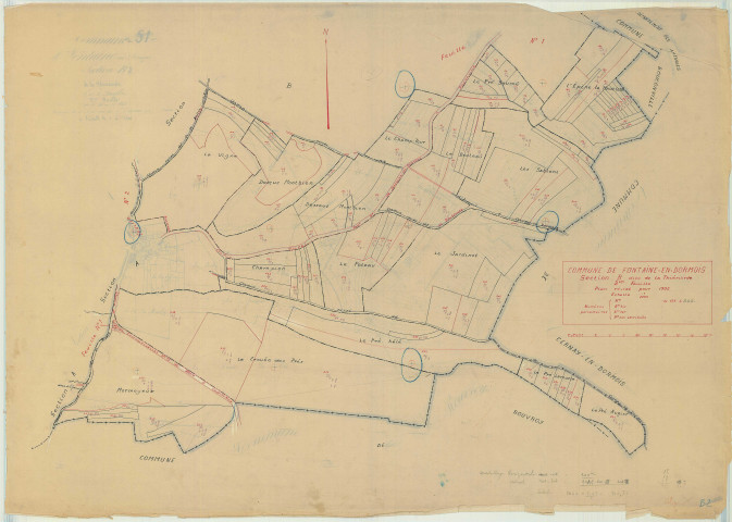 Fontaine-en-Dormois (51255). Section B2 échelle 1/2500, plan mis à jour pour 1932, plan non régulier (papier)