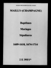 Mailly. Baptêmes, mariages, sépultures 1609-1714
