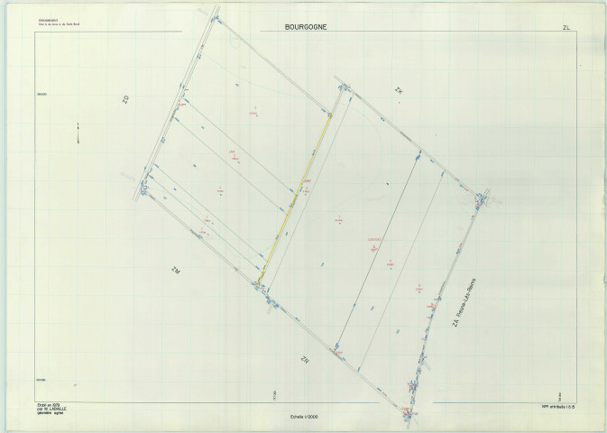 Bourgogne-Fresne (51075). Section ZL 2 échelle 1/2000, plan remembré pour 1982, plan régulier de qualité P5 (papier armé).