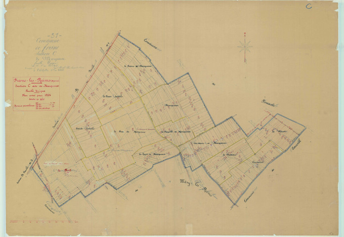 Bourgogne-Fresne (51075). Section C1 échelle 1/2500, plan mis à jour pour 1934, plan non régulier (papier).