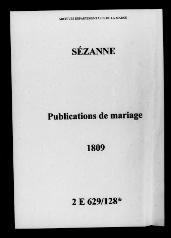 Sézanne. Publications de mariage 1809