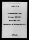 Magneux. Naissances, mariages, décès, publications de mariage 1883-1892
