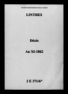 Linthes. Décès an XI-1862
