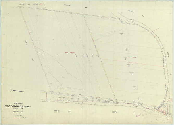 Fère-Champenoise (51248). Section ZY échelle 1/2000, plan remembré pour 01/01/1971, régulier avant 20/03/1980 (papier armé)