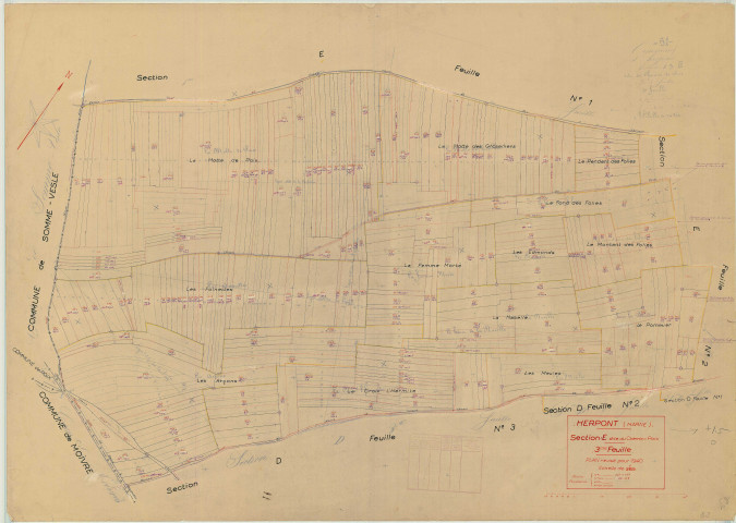 Herpont (51292). Section E3 échelle 1/2500, plan mis à jour pour 1940, plan non régulier (papier)