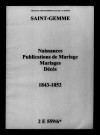 Sainte-Gemme. Naissances, publications de mariage, mariages, décès 1843-1852