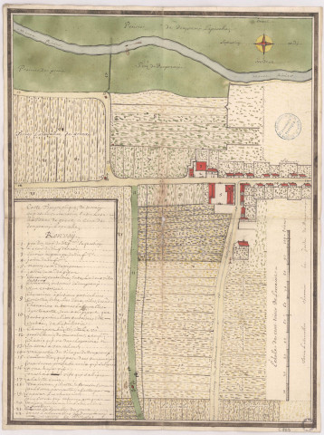 Carte topographique du terrain contentieux entre Greux et Domremy, 1724.