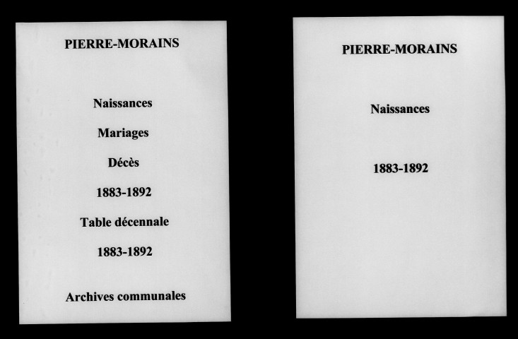 Pierre-Morains. Naissances, mariages, décès et tables décennales des naissances, mariages, décès 1883-1892