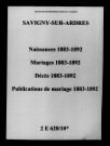 Savigny-sur-Ardres. Naissances, mariages, décès, publications de mariage 1883-1892