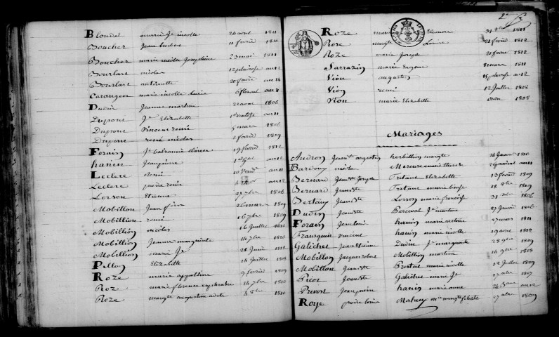 Villers-aux-Noeuds. Table décennale an XI-1812