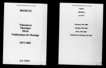Bisseuil. Naissances, mariages, décès, publications de mariage 1873-1882