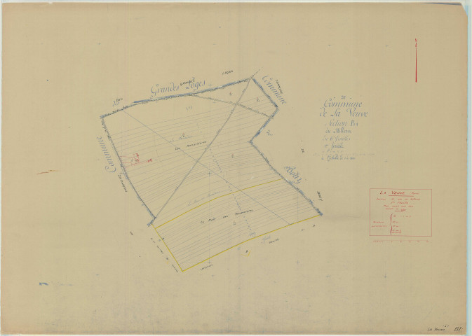 Veuve (La) (51617). Section B1 échelle 1/2500, plan mis à jour pour 1935, plan non régulier (papier)