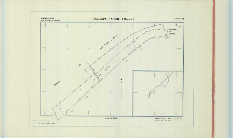 Sommepy-Tahure (51544). Section ZB échelle 1/2000, plan remembré pour 1979, plan régulier (calque)