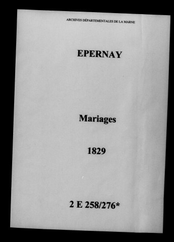 Épernay. Mariages 1829