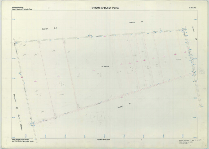 Saint-Remy-sur-Bussy (51515). Section XB échelle 1/2000, plan remembré pour 1976, plan régulier (papier armé)