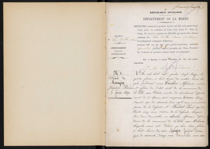 Ville-sous-Orbais (La). Décès 1893-1929