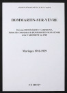 Dommartin-sur-Yèvre. Mariages 1910-1929
