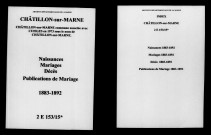 Châtillon-sur-Marne. Naissances, mariages, décès, publications de mariage 1883-1892