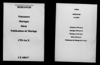 Morangis. Naissances, mariages, décès, publications de mariage 1793-an X