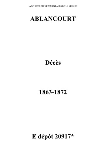 Ablancourt. Décès 1863-1872