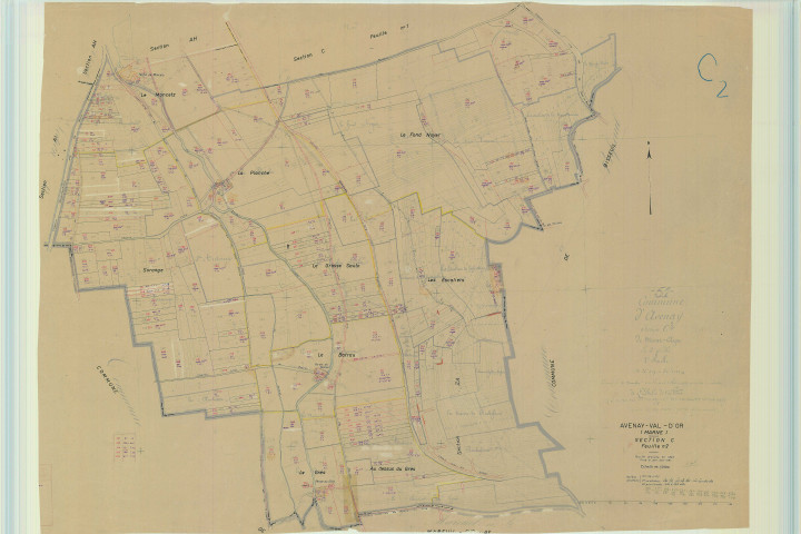 Avenay-Val-d'Or (51028). Section C2 échelle 1/2500, plan mis à jour pour 1961, plan non régulier (papier).