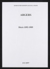 Argers. Décès 1892-1909