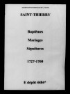 Saint-Thierry. Baptêmes, mariages, sépultures 1727-1760