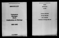 Brouillet. Naissances, mariages, décès, publications de mariage 1883-1892
