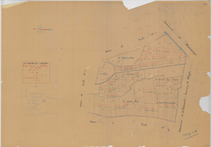 Chapelle-Lasson (La) (51127). Section D3 échelle 1/2500, plan mis à jour pour 01/01/1935, non régulier (papier)