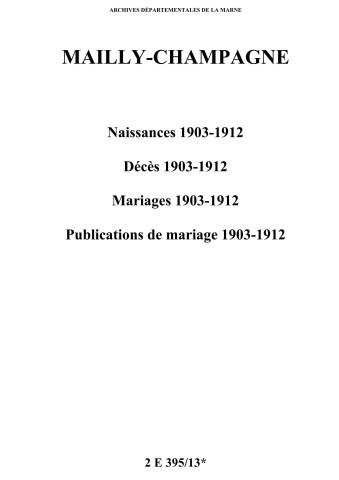 Mailly-Champagne. Naissances, décès, mariages, publications de mariage 1903-1912