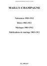 Mailly-Champagne. Naissances, décès, mariages, publications de mariage 1903-1912
