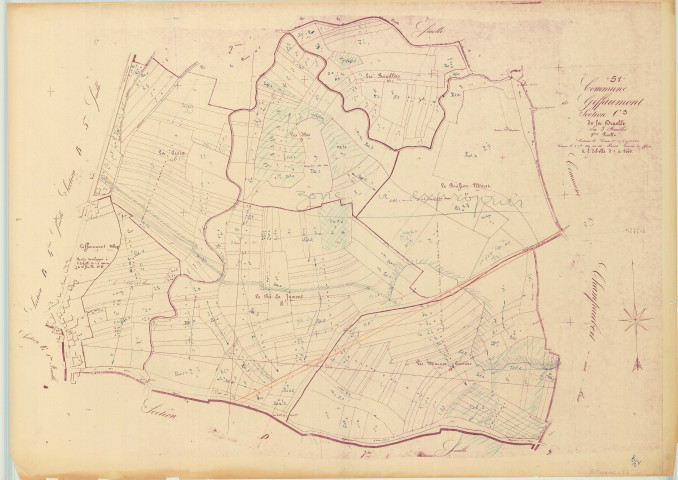 Giffaumont-Champaubert (51269). Section 269 C3 échelle 1/2000, plan napoléonien sans date (copie du plan napoléonien), plan non régulier (papier)