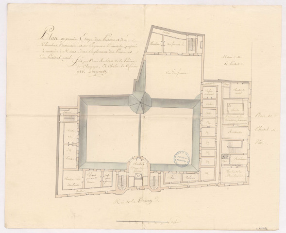 Plan au premier étage des prisons et des chambres d'instructions et des jugements, 1786.
