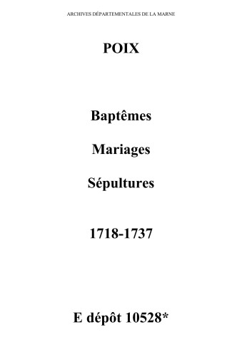 Poix. Baptêmes, mariages, sépultures 1718-1737