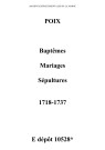 Poix. Baptêmes, mariages, sépultures 1718-1737