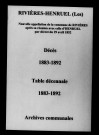 Rivières-Henruel (Les). Décès et tables décennales des naissances, mariages, décès 1883-1892