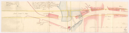 Plan d'une partie de la traverse du village d'Ile route de Reims à Rethel, 1766.