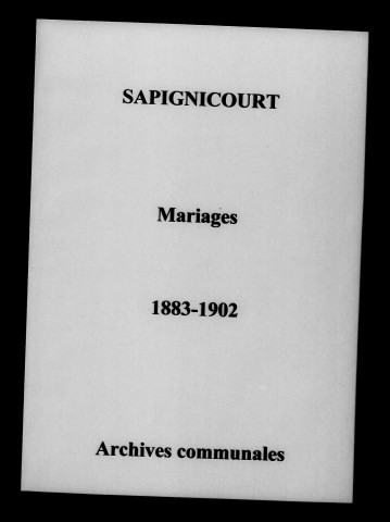 Sapignicourt. Mariages 1883-1902