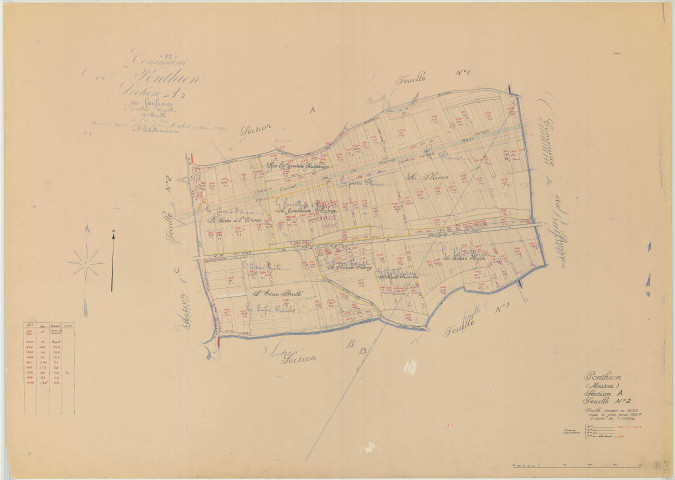 Ponthion (51441). Section A2 échelle 1/2500, plan mis à jour pour 1957, plan non régulier (papier)