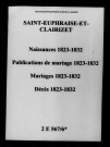 Saint-Euphraise-et-Clairizet. Naissances, publications de mariage, mariages, décès 1823-1832